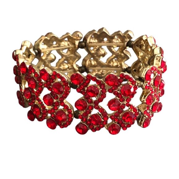 Gorgeous Radiant Rhinestone & Gold Tone Chunky Bracelet - Picture 1 of 4